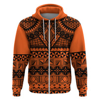 Halo Olaketa Solomon Islands Zip Hoodie Melanesian Tribal Pattern Orange Version LT14 Zip Hoodie Orange - Polynesian Pride