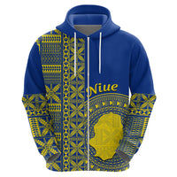 Fakaalofa Lahi Atu Niue Zip Hoodie Niuean Map With Hiapo Pattern Blue Version LT14 - Polynesian Pride