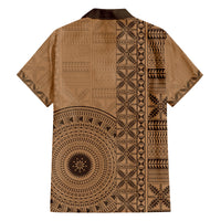 Fakaalofa Lahi Atu Niue Family Matching Off Shoulder Long Sleeve Dress and Hawaiian Shirt Vintage Hiapo Pattern Brown Version LT14 - Polynesian Pride