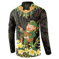 Hawaii Saint Patrick's Day Button Sweatshirt Ukulele Leprechaun Hau'Oli Maoli Oe! LT14 - Polynesian Pride