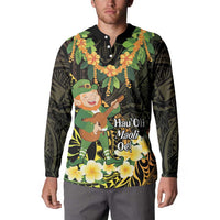 Hawaii Saint Patrick's Day Button Sweatshirt Ukulele Leprechaun Hau'Oli Maoli Oe! LT14 - Polynesian Pride