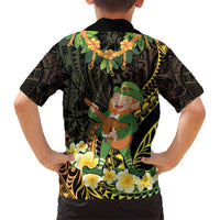 Hawaii Saint Patrick's Day Family Matching Short Sleeve Bodycon Dress and Hawaiian Shirt Ukulele Leprechaun Hau'Oli Maoli Oe! LT14 - Polynesian Pride