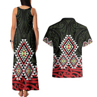Kia Ora Aotearoa Couples Matching Tank Maxi Dress and Hawaiian Shirt 2025 Pasifika Maori Taniko Motifs LT14 - Polynesian Pride