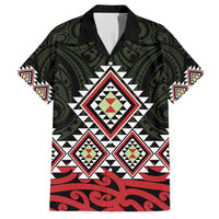 Kia Ora Aotearoa Family Matching Short Sleeve Bodycon Dress and Hawaiian Shirt 2025 Pasifika Maori Taniko Motifs LT14 Dad's Shirt - Short Sleeve Black - Polynesian Pride