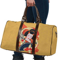 Japanese Geisha Koi Fish Travel Bag Cherry Blossoms Yellow Seigaiha Pattern - Polynesian Pride
