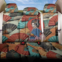 Japanese Geisha Katana Back Car Seat Cover Japan Sensu Seigaiha Pattern - Polynesian Pride