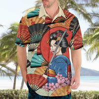 Japanese Geisha Katana Hawaiian Shirt Japan Sensu Seigaiha Pattern - Polynesian Pride