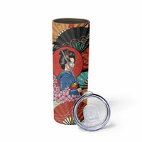 Japanese Geisha Katana Skinny Tumbler Japan Sensu Seigaiha Pattern LT14 - Polynesian Pride