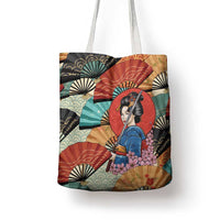 Japanese Geisha Katana Tote Bag Japan Sensu Seigaiha Pattern - Polynesian Pride