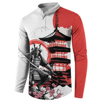 Japanese Samurai Warrior Enso Button Sweatshirt Japan Pagoda Sakura Watercolor LT14 - Polynesian Pride