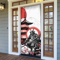 Japanese Samurai Warrior Enso Door Cover Japan Pagoda Sakura Watercolor - Polynesian Pride