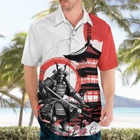 Japanese Samurai Warrior Enso Hawaiian Shirt Japan Pagoda Sakura Watercolor - Polynesian Pride