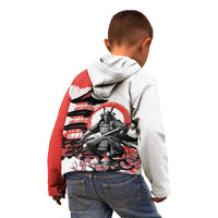 Japanese Samurai Warrior Enso Kid Hoodie Japan Pagoda Sakura Watercolor - Polynesian Pride
