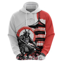 Japanese Samurai Warrior Enso Zip Hoodie Japan Pagoda Sakura Watercolor - Polynesian Pride