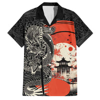 Japanese Dragon Katana Enso Family Matching Off The Shoulder Long Sleeve Dress and Hawaiian Shirt Japan Pagoda Seamless Cloud LT14 Dad's Shirt - Short Sleeve Black - Polynesian Pride