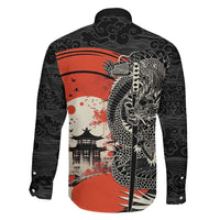 Japanese Dragon Katana Enso Family Matching Short Sleeve Bodycon Dress and Hawaiian Shirt Japan Pagoda Seamless Cloud LT14 - Polynesian Pride