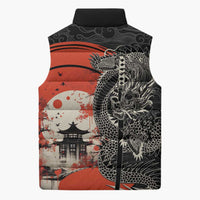 Japanese Dragon Katana Enso Sleeveless Puffer Jacket Japan Pagoda Seamless Cloud - Polynesian Pride