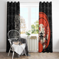 Japanese Dragon Katana Enso Window Curtain Japan Pagoda Seamless Cloud - Polynesian Pride