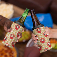 Japanese Daruma Doll 4 in 1 Can Cooler Tumbler Palaka With Seamless Bamboo Pattern - Polynesian Pride