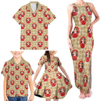 Japanese Daruma Doll Family Matching Tank Maxi Dress and Hawaiian Shirt Palaka With Seamless Bamboo Pattern LT14 - Polynesian Pride