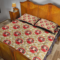 Japanese Daruma Doll Quilt Bed Set Palaka With Seamless Bamboo Pattern - Polynesian Pride