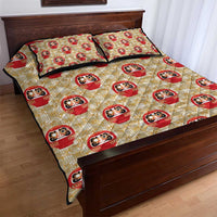 Japanese Daruma Doll Quilt Bed Set Palaka With Seamless Bamboo Pattern - Polynesian Pride