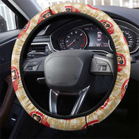 Japanese Daruma Doll Steering Wheel Cover Palaka With Seamless Bamboo Pattern - Polynesian Pride