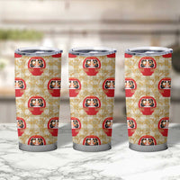 Japanese Daruma Doll Tumbler Cup Palaka With Seamless Bamboo Pattern - Polynesian Pride
