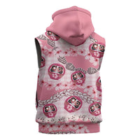 Japanese Daruma Doll Palaka Sleeveless Hoodie Cherry Blossoms With Shell Lei - Polynesian Pride
