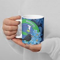 New Zealand Chatham Islands Ceramic Mug Wharekauri Forget Me Not With Black Robin - Polynesian Pride