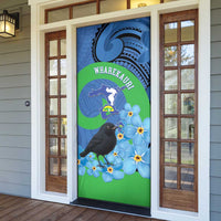 New Zealand Chatham Islands Door Cover Wharekauri Forget Me Not With Black Robin - Polynesian Pride
