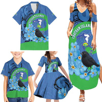 New Zealand Chatham Islands Family Matching Summer Maxi Dress and Hawaiian Shirt Wharekauri Forget Me Not With Black Robin LT14 - Polynesian Pride