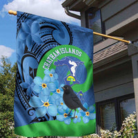 New Zealand Chatham Islands Garden Flag Wharekauri Forget Me Not With Black Robin