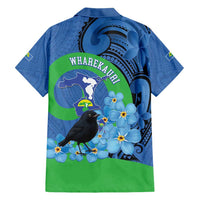 New Zealand Chatham Islands Hawaiian Shirt Wharekauri Forget Me Not With Black Robin
