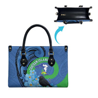 New Zealand Chatham Islands Leather Bag Wharekauri Forget Me Not With Black Robin - Polynesian Pride