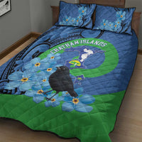 New Zealand Chatham Islands Quilt Bed Set Wharekauri Forget Me Not With Black Robin