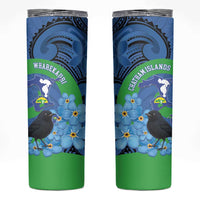 New Zealand Chatham Islands Skinny Tumbler Wharekauri Forget Me Not With Black Robin LT14 Blue - Polynesian Pride