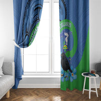 New Zealand Chatham Islands Window Curtain Wharekauri Forget Me Not With Black Robin