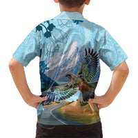 New Zealand South Island Kid Hawaiian Shirt Te Waipounamu Aoraki Kea Bird