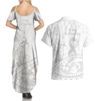 Polynesia Brain Cancer Awareness Couples Matching Summer Maxi Dress and Hawaiian Shirt In May We Wear Grey