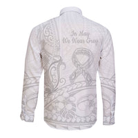 Polynesia Brain Cancer Awareness Long Sleeve Button Shirt In May We Wear Grey