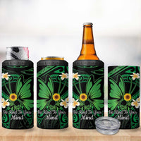 Polynesia Mental Health Awareness 4 in 1 Can Cooler Tumbler Green Ribbon Be Kind To Your Mind