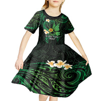 Polynesia Mental Health Awareness Kid Short Sleeve Dress Green Ribbon Be Kind To Your Mind
