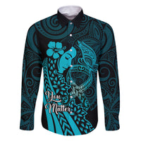 Polynesia World Ovarian Cancer Day Family Matching Mermaid Dress and Hawaiian Shirt You Matter Polynesian Women LT14 Dad's Shirt - Long Sleeve Teal - Polynesian Pride