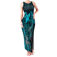 Polynesia World Ovarian Cancer Day Family Matching Tank Maxi Dress and Hawaiian Shirt You Matter Polynesian Women LT14 Mom's Dress Teal - Polynesian Pride