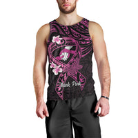 Polynesia Breast Cancer Awareness Men Tank Top Pink Ribbon No One Fights Alone - Black