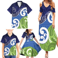 Southland New Zealand Family Matching Summer Maxi Dress and Hawaiian Shirt Maori Koru Flag Color LT14 - Polynesian Pride