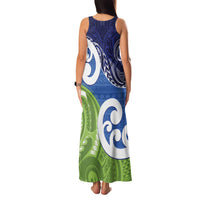 Southland New Zealand Family Matching Tank Maxi Dress and Hawaiian Shirt Maori Koru Flag Color LT14 - Polynesian Pride