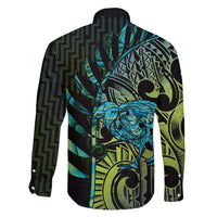 Southland Takehe Pounama Family Matching Long Sleeve Bodycon Dress and Hawaiian Shirt Aotearoa Poutama Paua Shell Fern LT14 - Polynesian Pride