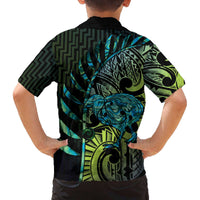 Southland Takehe Pounama Family Matching Off The Shoulder Long Sleeve Dress and Hawaiian Shirt Aotearoa Poutama Paua Shell Fern